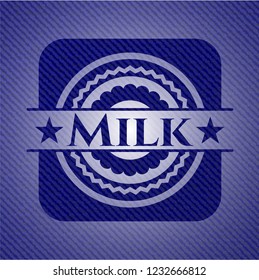 Milk emblem with jean texture
