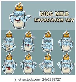Milk Expression set. Mascot cartoon character for flavor, strain, label and packaging product. Vector Illustration.