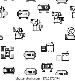 Milk Factory Product Seamless Pattern Vector Thin Line. Illustrations