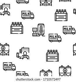 Milk Factory Product Seamless Pattern Vector Thin Line. Illustrations