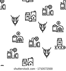 Milchfabrik Produkt Nahtlose Muster Vektorillustration dünne Linie.Illustrationen
