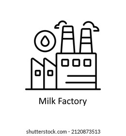 Milk Factory vector Outline icon for web isolated on white background EPS 10 file