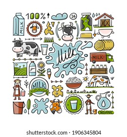 Milk farm, Art Background for your design. Vector illustration
