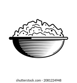 Milk farm engraving hand drawn composition with isolated monochrome image of full dish vector illustration