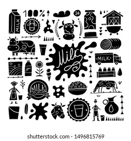 Milk farm, icons collection for your design