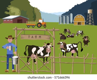 Milk farm. Vector illustration