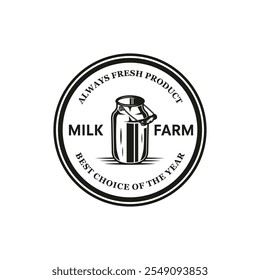 milk farm vintage template on isolated white background