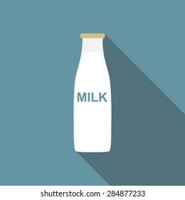 Milk Flat Icon with Long Shadow, Vector Illustration Eps10
