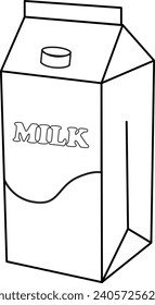 Milchflachsymbol. Vektorisolierte Milchkastensymbol. Umriss-Piktogramm einer Milchkiste. Karton-Milchkasten. Vektorgrafik, die perfekt für Essen und Getränke ist.