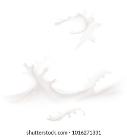 the milk flowing, in motion, splashing milk isolated vector
