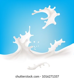 the milk flowing, in motion, splashing milk isolated vector
