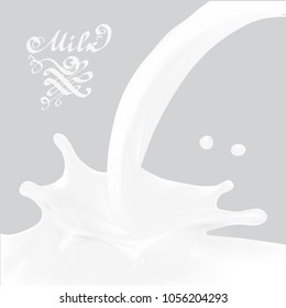 the milk flowing, in motion, splashing milk isolated vector
