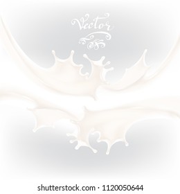 the milk flowing, in motion, splashing milk isolated vector