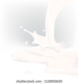 the milk flowing, in motion, splashing milk isolated vector
