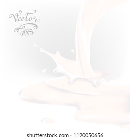the milk flowing, in motion, splashing milk isolated vector