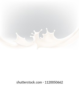 the milk flowing, in motion, splashing milk isolated vector