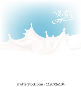
the milk flowing, in motion, splashing milk isolated vector