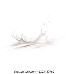 the milk flowing, in motion, splashing milk isolated vector