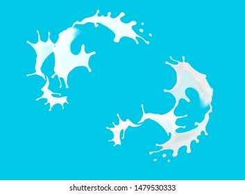 The milk flowing, in motion, splashing milk isolated vector 