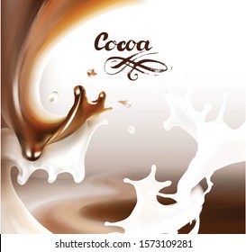 the milk flowing, in motion, splashing milk isolated vector cocoa chocolate caramel
