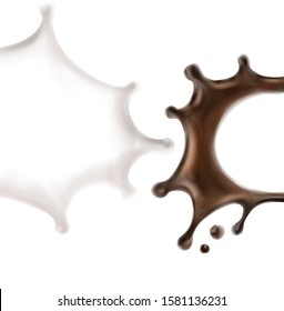 the milk flowing, in motion, splashing milk isolated vector  chocolate caramel cocoa
