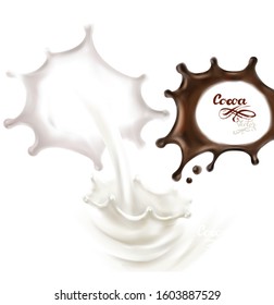 the milk flowing, in motion, splashing milk isolated vector 