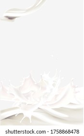 the milk flowing, in motion, splashing milk isolated vector