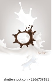 milk flowing, in motion, splashing milk isolated vector