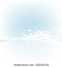 the milk flowing, in motion, splashing milk isolated vector