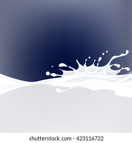 the milk flowing, in motion, splashing,  isolated vector