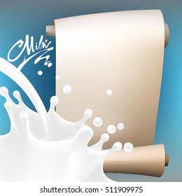 the milk flowing, in motion, splashing milk isolated vector