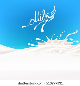 the milk flowing, in motion, splashing milk isolated vector