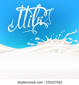 the milk flowing, in motion, splashing milk isolated vector