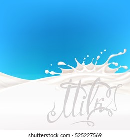 the milk flowing, in motion, splashing milk isolated vector