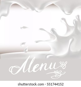 the milk flowing, in motion, splashing milk isolated vector