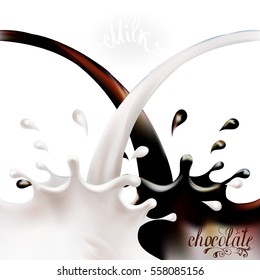 the milk flowing, in motion, splashing milk isolated vector