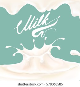 the milk flowing, in motion, splashing milk isolated vector