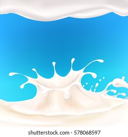 the milk flowing, in motion, splashing milk isolated vector