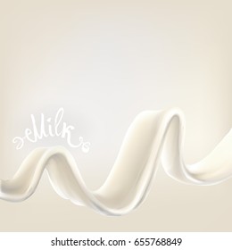 the milk flowing, in motion, splashing milk isolated vector