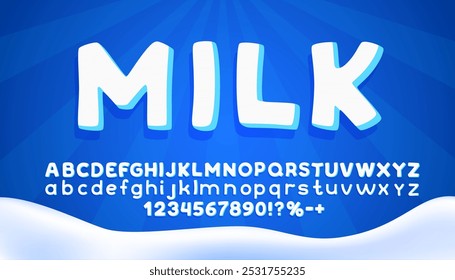 Coleção de conjuntos de fontes Milk, letras e símbolos de números. Ilustração vetorial