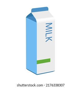 Milk food. Cardboard pack of milk, slice of cheese, yogurt cup, butter brick, sour cream in pot. Vector illustration for dairy product
