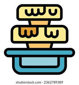 Milk food icon outline vector. Chocolate machine. Fondue waterfall color flat