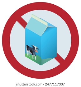 Milk free colored icon. Food allergen icon. Round sticker with milk for product packaging