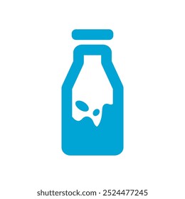 Milk Free or Lactose Free Vector Flat Icon Design on White Background. Allergen Free Blue Symbol with Milk Splash. Organic Food Label Illustration with Drop for Web, Packaging.	