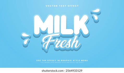 Milk fresh 3d editable text effect Template Suitable for fresh theme