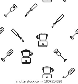 Milk Frother Device Vector Seamless Pattern Thin Line Illustration