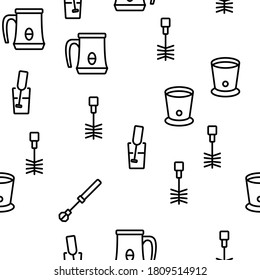 Milk Frother Device Vector Seamless Pattern Thin Line Illustration