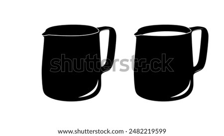 Milk frothing pitcher, black isolated silhouette