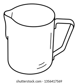 Milk frothing pitcher. Vector outline icon isolated on white background.
