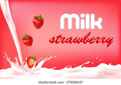 Milk fruit pink with splashes strawberries